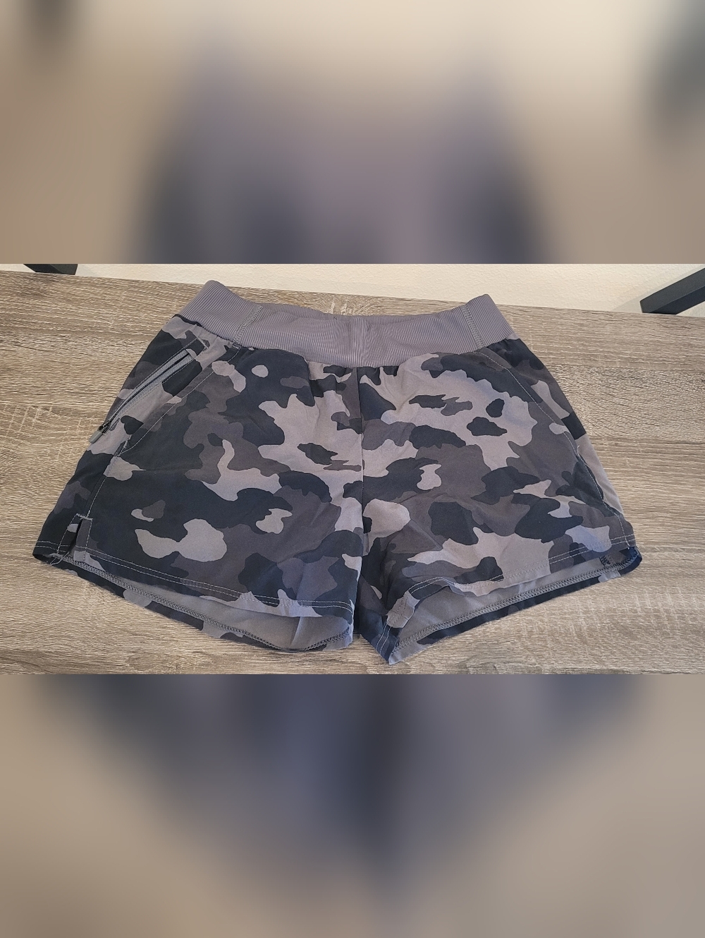 All In Motion Girl Gray & Black Camo Athletic Shorts